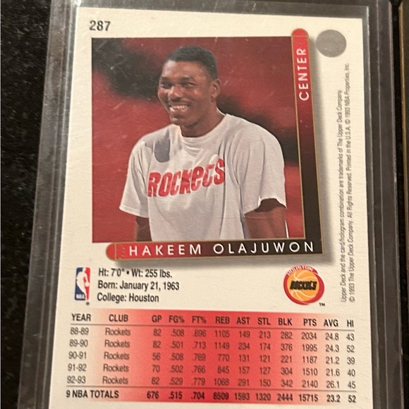 Hakeem Olajuwon NBA Basketball Trading Cards (5) - Picture 7 of 11